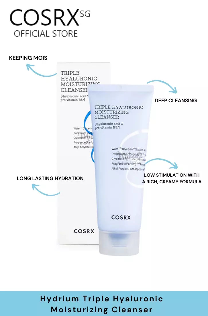 COSRX Hydrium Triple Hyaluronic Moisturizing Cleanser – 150ml