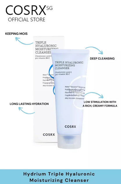 COSRX Hydrium Triple Hyaluronic Moisturizing Cleanser – 150ml