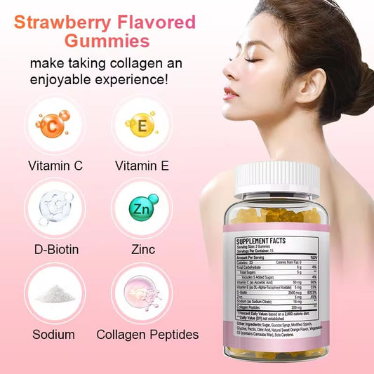 DAYNEE Biotin Collagen Gummi OEM natural Whitening skin Supplements hydrate hair skin and nails gummies for Collagen Biotin