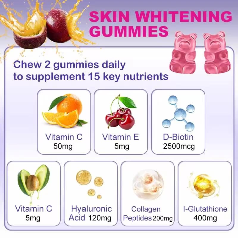 Daynee Skin care supplement gummies to lighten the skin vitamins glutathiones collagen glow gummies for skin