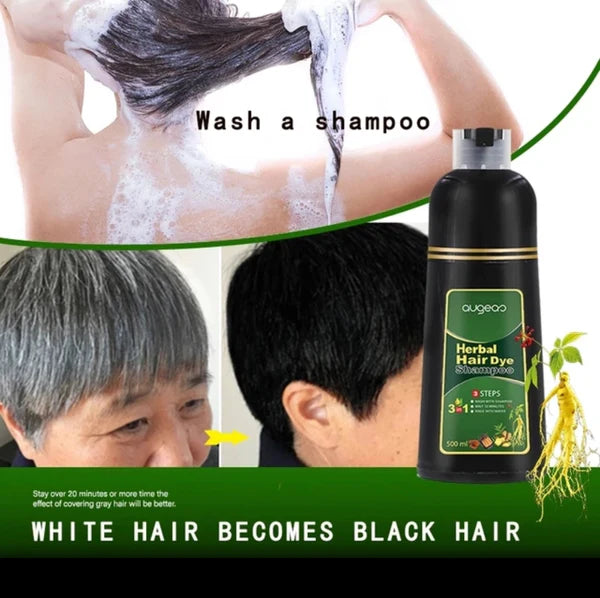 DISAAR Hair Dye 2 In 1 Ginseng & Oil Black Hair Color Permanent Shampoo For Men And Women