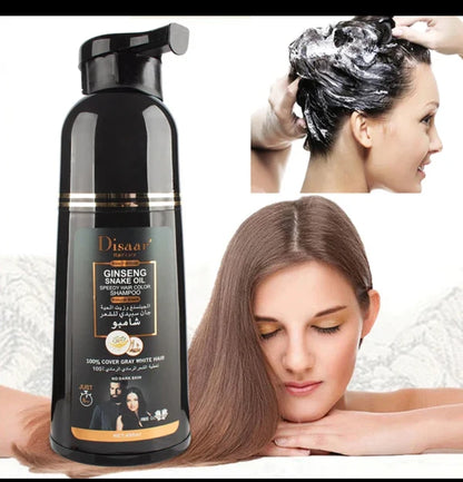 DISAAR Hair Dye 2 In 1 Ginseng & Oil Black Hair Color Permanent Shampoo For Men And Women