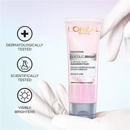 L'Oréal Paris Glycolic Bright Glowing Daily Cleanser Foam with Glycolic Acid – 100ml