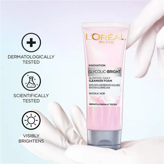 L'Oréal Paris Glycolic Bright Glowing Daily Cleanser Foam with Glycolic Acid – 100ml