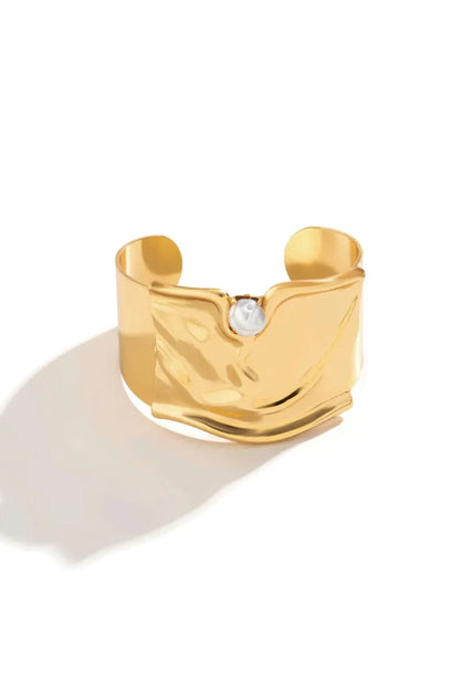 Metallic Pearl Decor Cuff Bangle