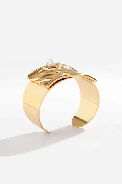 Metallic Pearl Decor Cuff Bangle