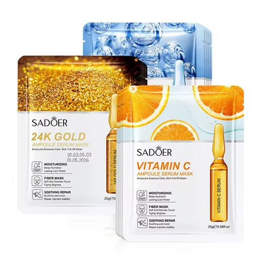 SADOER 24K Gold Vitamin C Hyaluronic Acid Ampoule Serum Face Mask