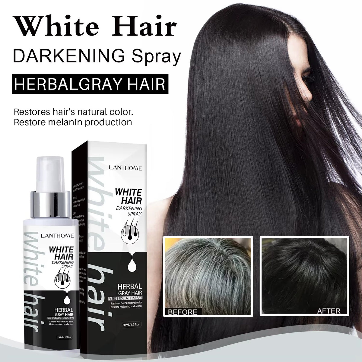 🔥 SALE — LANTHOME White Hair Darkening Spray | Cover Gray Hair Instantly | Men & Women | KSh 2,200 (
