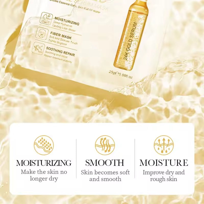 SADOER 24K Gold Vitamin C Hyaluronic Acid Ampoule Serum Face Mask