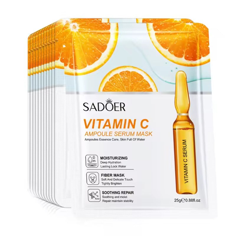 SADOER 24K Gold Vitamin C Hyaluronic Acid Ampoule Serum Face Mask
