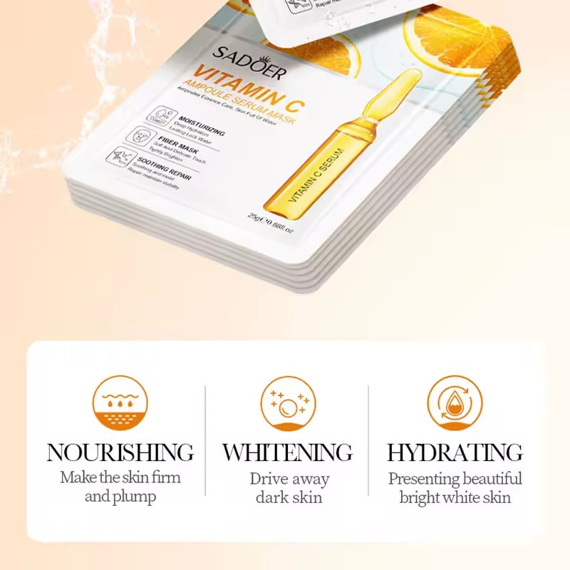 SADOER 24K Gold Vitamin C Hyaluronic Acid Ampoule Serum Face Mask