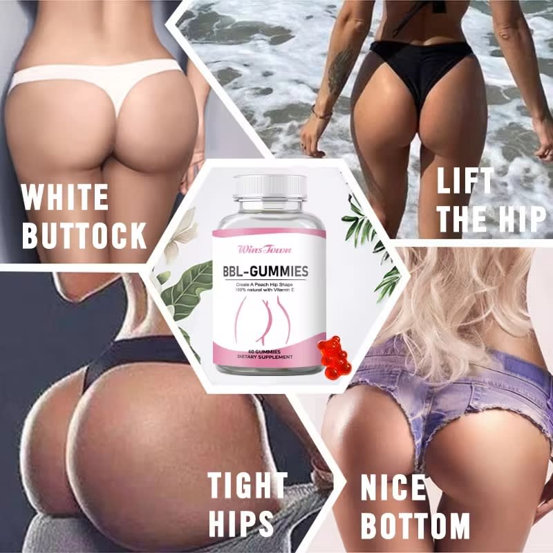 WINS TOWN BBL Gummies creat peach hip shape 100% natural with Vitamin E Private label hip big butt dietary supplements 60 Gummies