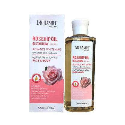 Dr. Rashel Rosehip Oil Glutathione SPF 50 Advance Whitening Face & Body – 210ml