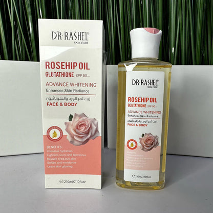 Dr. Rashel Rosehip Oil Glutathione SPF 50 Advance Whitening Face & Body – 210ml
