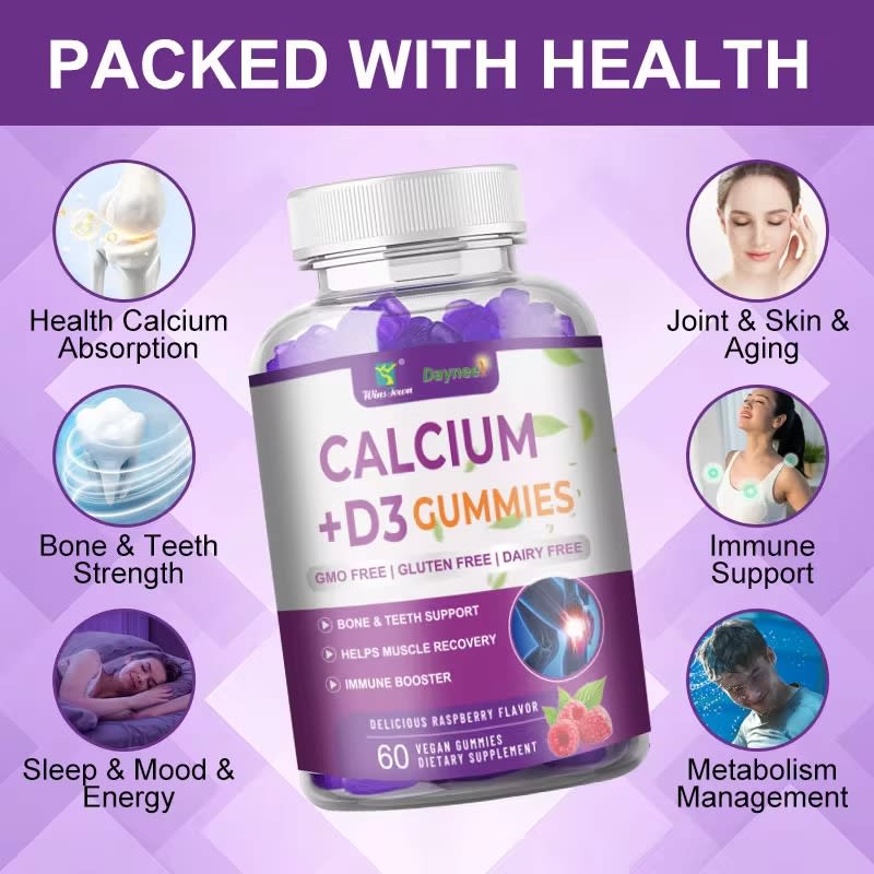 DAYNEE Calcium vitamin D3 Gummies Bone teeth support magnesium zinc d3 gummies for vitamins and supplements