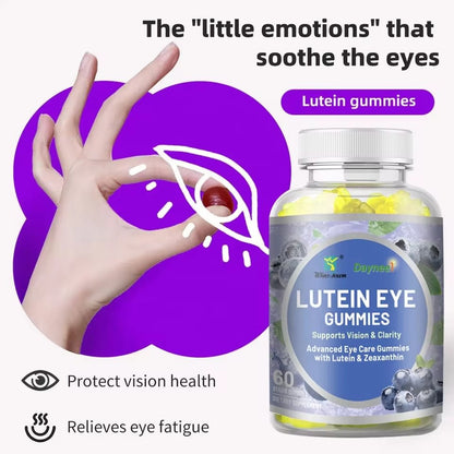 DAYNEE LUTEIN EYE gummies advanced eye care Supplement Vitamin DHA Gummy Beta carotene Zeaxanthin Zinc Blueberry Flavor eye light candy