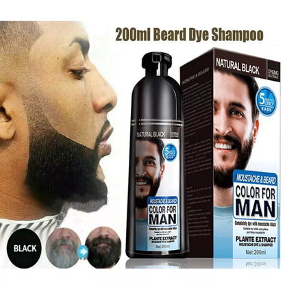Natural Black Mustache & Beard Dye Shampoo