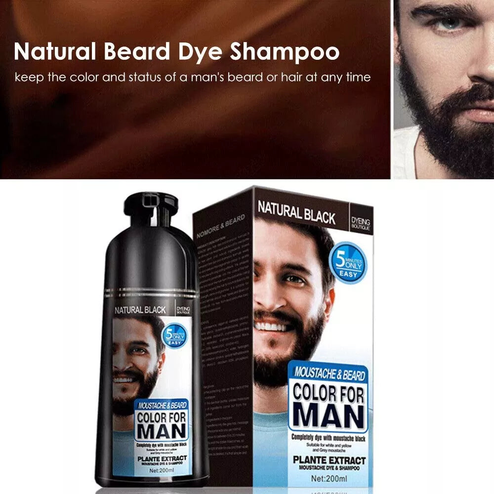 Natural Black Mustache & Beard Dye Shampoo