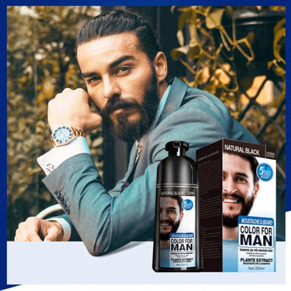 Natural Black Mustache & Beard Dye Shampoo
