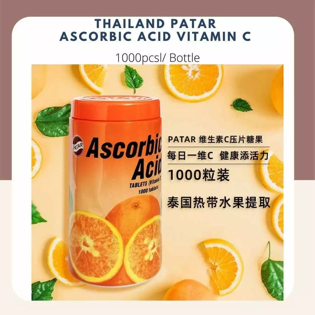 PATAR Ascorbic Acid Tablets - Vitamin C Orange Flavor