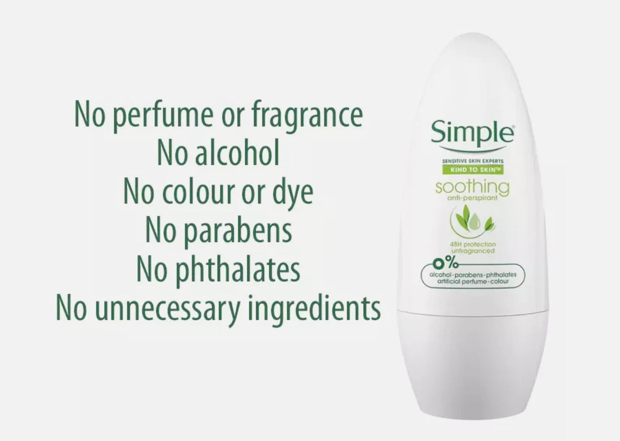 Simple Soothing Antiperspirant Roll-On – 45ml
