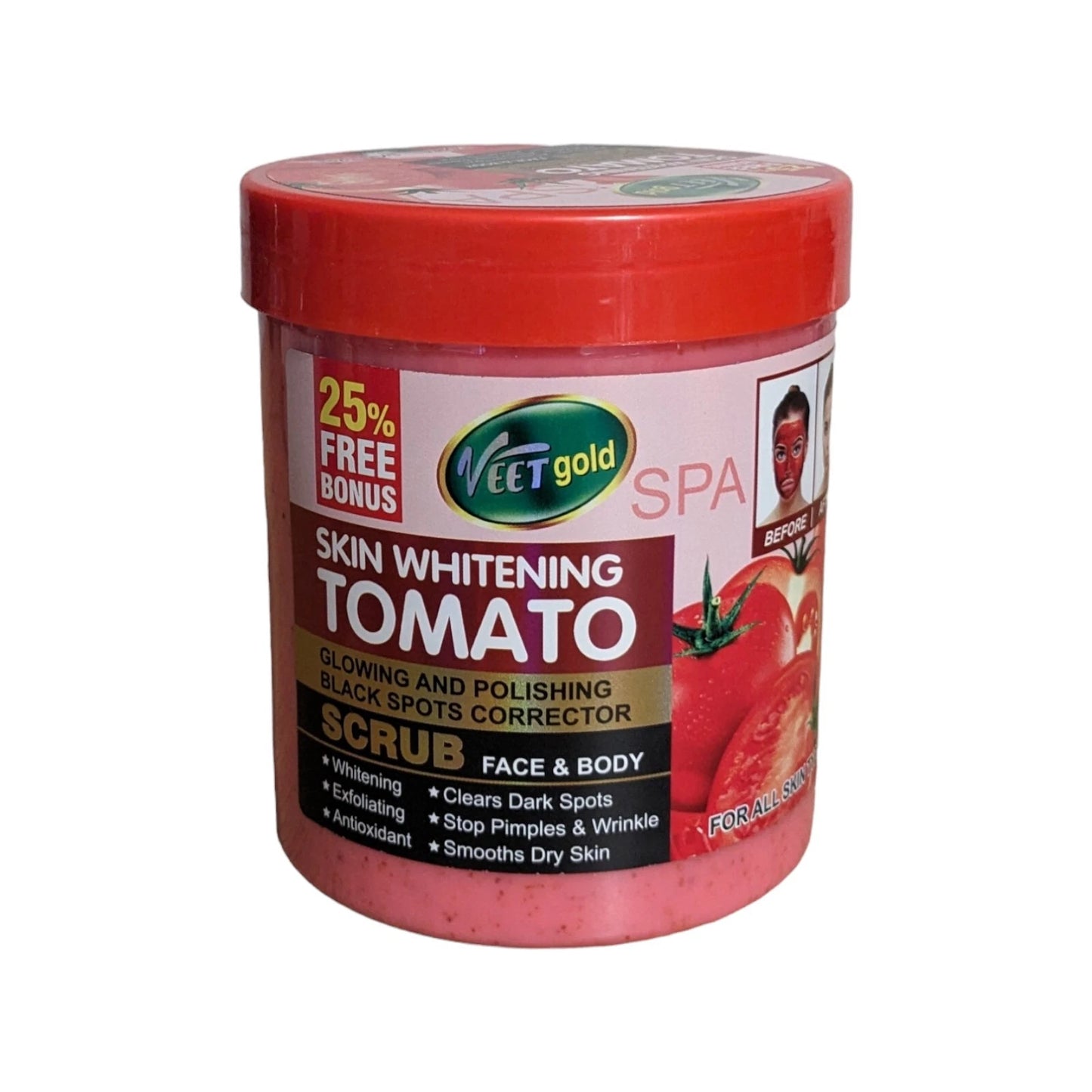 Veet Gold Skin Whitening Tomato Face and Body Scrub – 500g