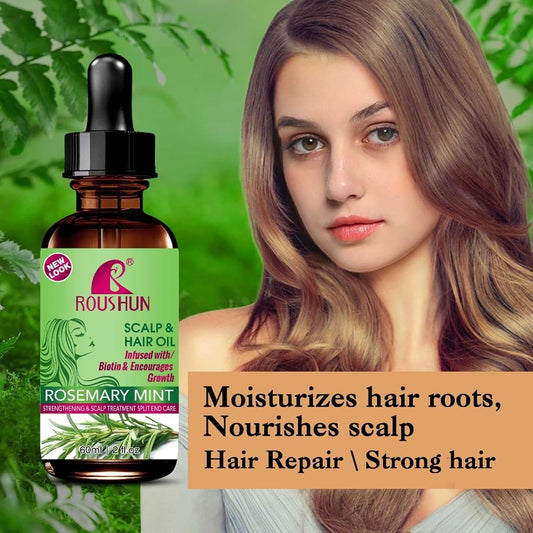 Roushun Rosemary Mint Strengthening Scalp and Hair Oil - 60ml